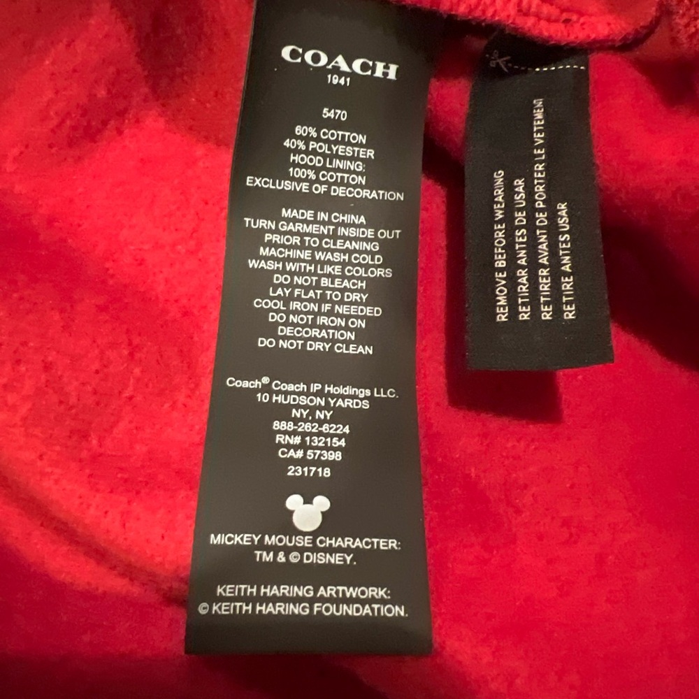 Coach x Mickey Mouse x Keith Haring UFO Disney red hoodie sweatshirt small - Picture 7 of 7
